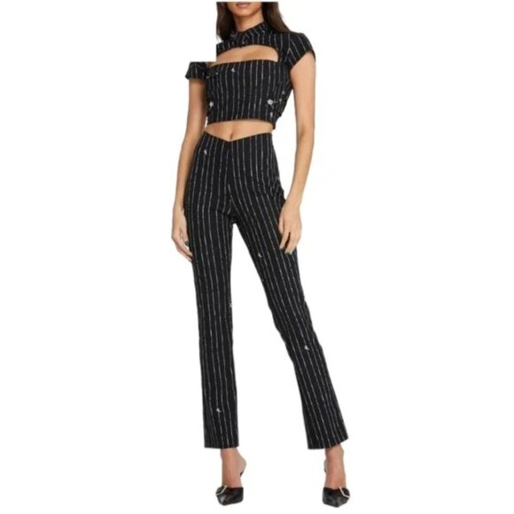I.AM.GIA Black & White Striped Pants With Side Zipper XXS - Picture 13 of 14